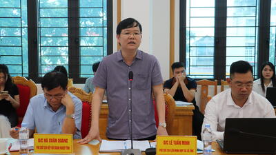 Đại diện lãnh đạo Liên minh HTX tỉnh phát biểu tại hội nghị